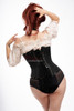 Black Satin Underbust Corset - Back View
