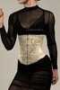 Satin silk corset beige front
