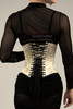Satin silk corset beige back