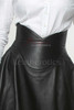 Asymmetric Draped Obi Belt Leather Skirt