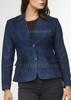 Blue Suede Leather Women's Blazer - front