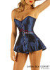 Metallic Blue Satin Corset and Skirt - Front  View