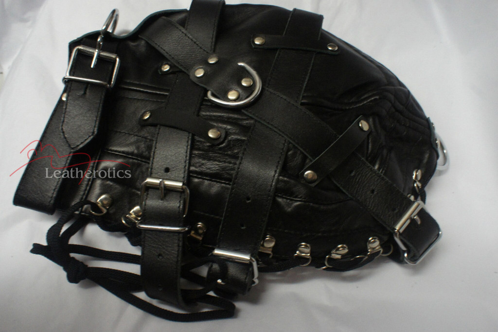 Goat Leather Tight  bdsm mask  in black colour pic 2