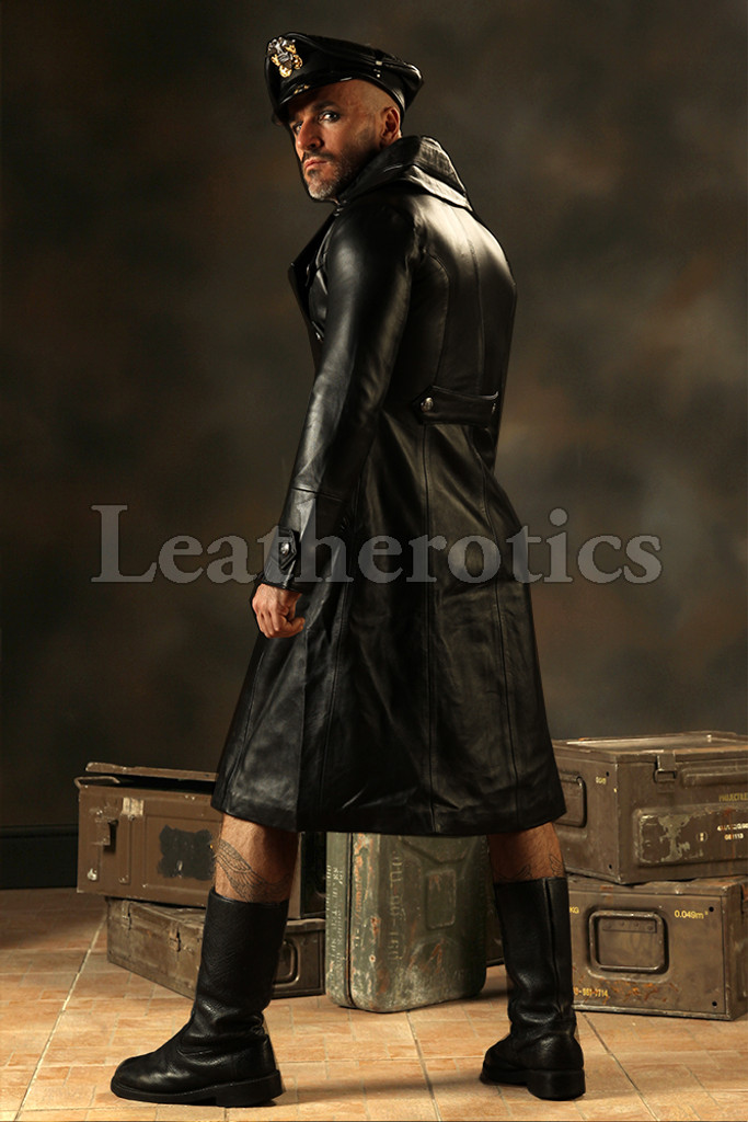 Leather Steampunk Military Coat Men's Jacket Gothic Antique top side look