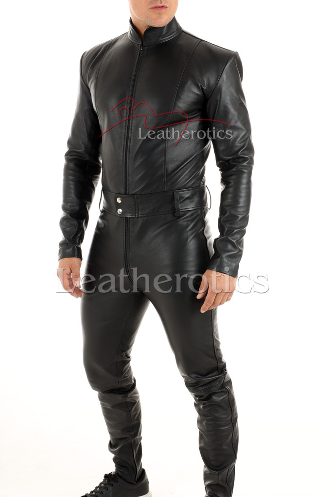 Men s Leather One Piece Suit Made To Order Catsuit Leather Playsuit