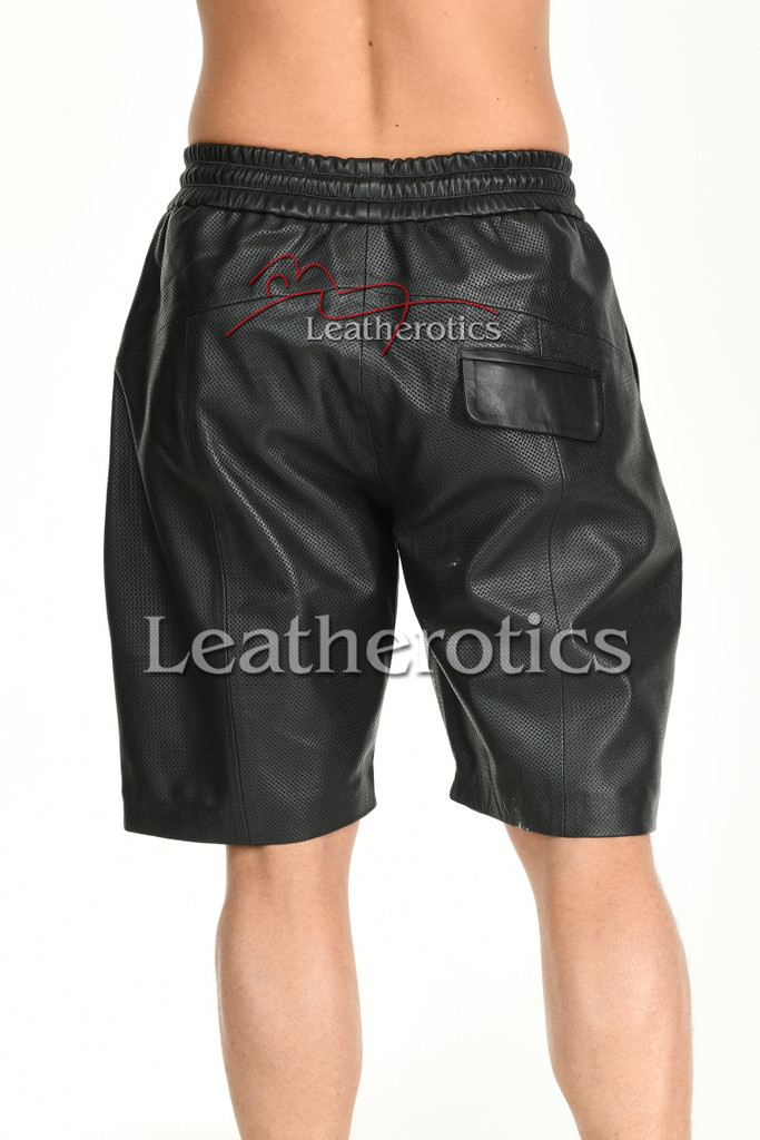 Perforated Leather Shorts - back