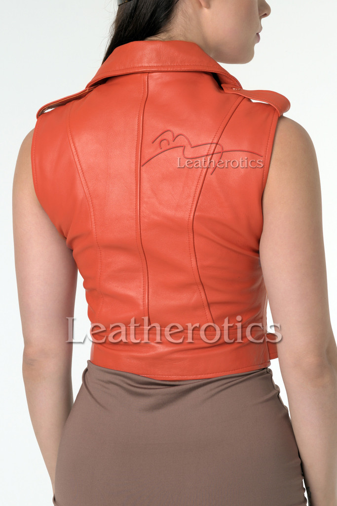 Rose gold leather waistcoat -back