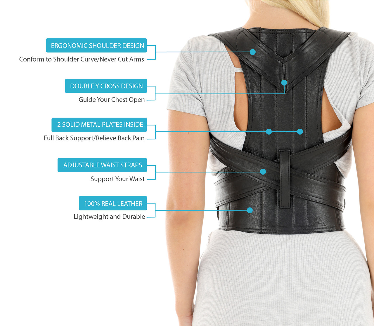 Leather Posture Support for women back lumbar support