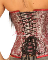 Maroon Full Steel Boned Corset for Bigger Bust Size - back