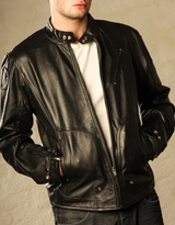 front zipped men's leather jacket