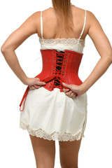 Red Underbust Leather Corset - back