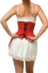 Red Underbust Leather waspie - back