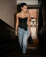 Black Satin Corset Top
