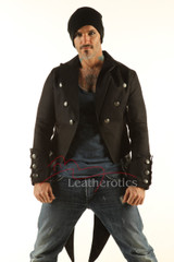Men's Black Tailcoat Vintage top Gothic Steampunk Jacket   