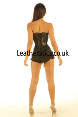 Leather Black Shiny Corset - back