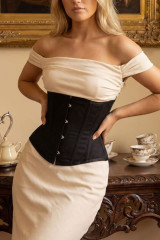 Underbust cotton corset waist belt structured fit side view