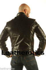 shiny leather jacket - back
