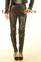fetish leather lace leggings 