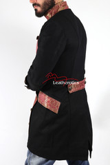 Black Cotton Gothic Steampunk Vintage Dress Coat Military SPML pic2