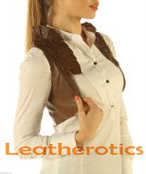 Ruffled Antique Brown Steampunk Bolero side look