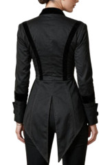 Back view of ladies swallow tail jacket showing elegant tailcoat design