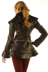 ruffle leather jacket - back
