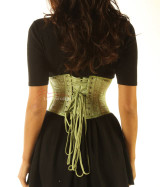 Green Underbust Satin Corset Basque Waist Trainer 1827