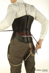 Leather Corset Mens Waist Trainer back view