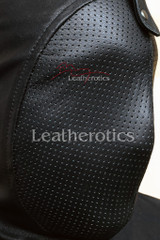 Perforated black leather hood - details