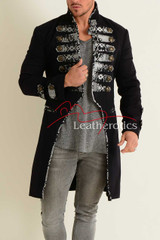Men's Tailcoat Jacket Black Cotton MTC5 Front