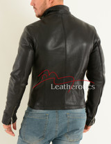 Men's Leather Jacket Cowhide Smart fitted Moto - back