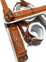 Tan white leather arm ankle neck set 5 piece 2