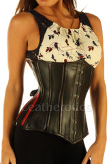 Black & Red Leather Corset for Posture - Front side View