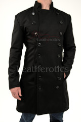 Double Breasted Men's Wool Coat with bone buttons