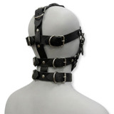 Real leather bondage hood with belts