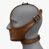 Lockable leather muzzle mask with integrated neck collar