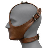 Lockable leather muzzle mask with integrated neck collar