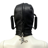 Lockable leather hood with removable leather handles
