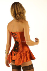 Satin Orange Corset with Skirt - Back