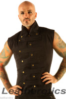 steampunk vest waistcoat mens military collar clothing mandarin spa1 guard snap male gothic jacket leather xxlarge