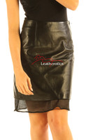 Black Leather Skirt High Waist Nappa Skins NP5 details