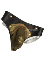 Mens Gold Leather Jockstrap limited edition - detachable pouch