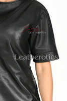 Ladies Leather T-Shirt Perforated 5- details