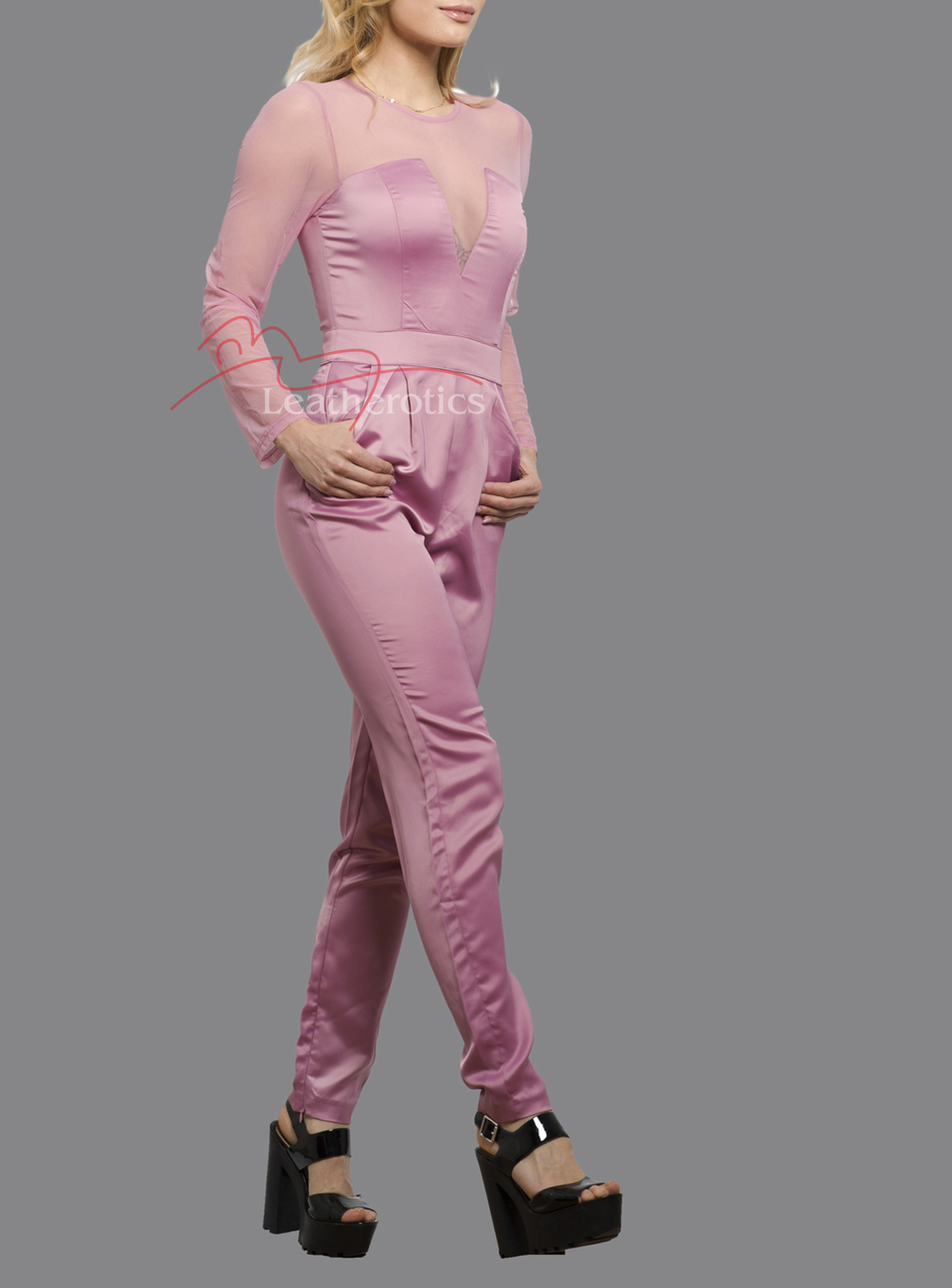 pink all in one jumpsuit