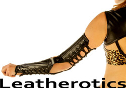 Full arm Leather Gauntlet Gloves - Side View