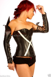 Real leather gothic fetish gloves