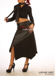 Real Leather Panelled Skirt