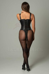 Fetish Leather Black Corset Full body - back view