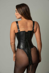 Fetish Leather Black Corset Full body - side view