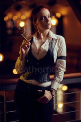 Black Leather Waistcoat Corset wc4